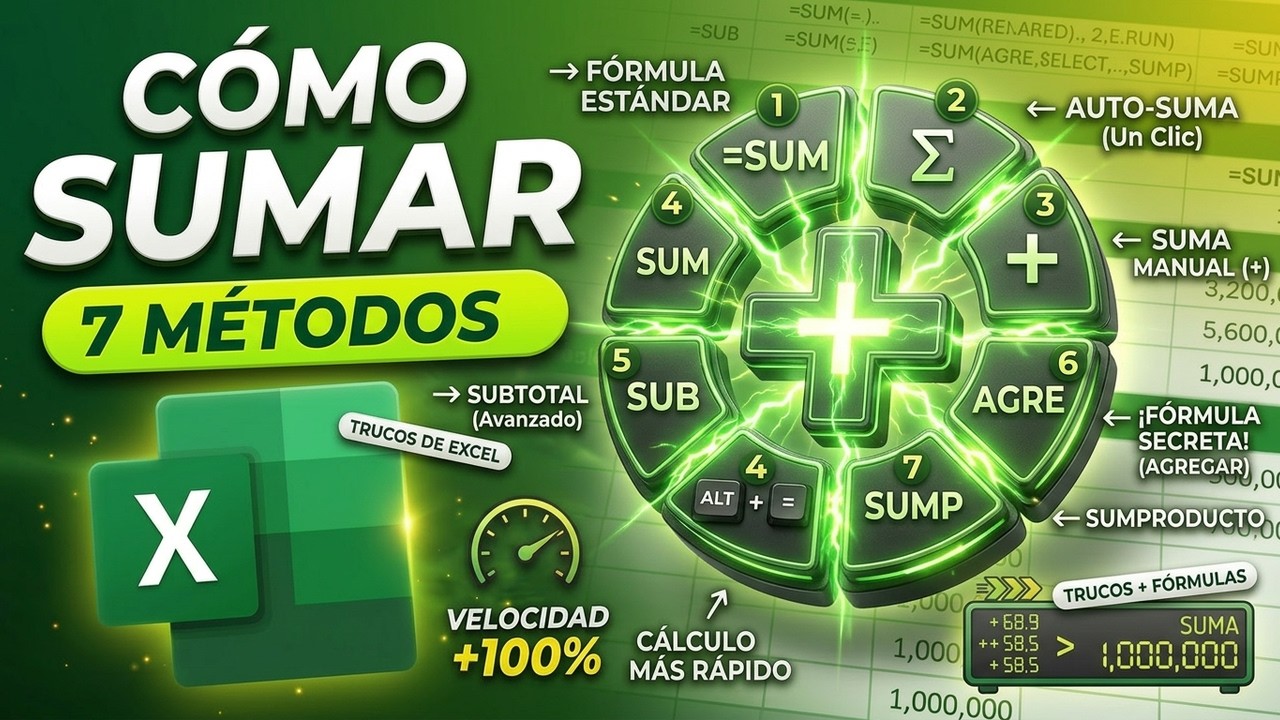 C&oacute;mo SUMAR en Excel ➕ 7 m&eacute;todos