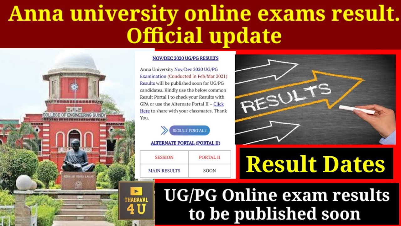Anna university exam results|UG/PG online exam result date| Online exam results.