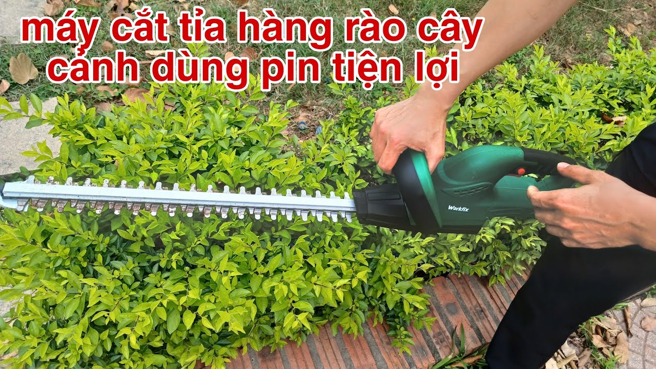 Máy cắt tỉa hàng rào cây cảnh dùng pin workfix tiện lợi