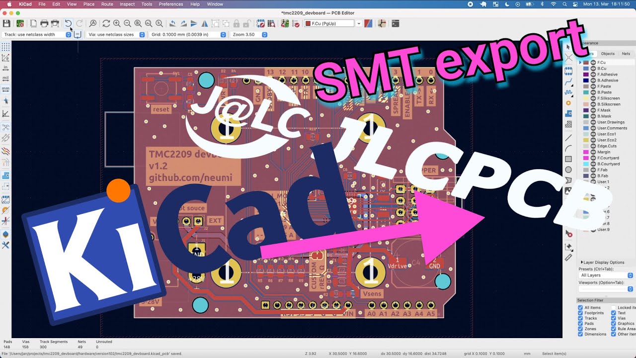Tutorial: KiCAD export to JLCPCB PCB manufacturing and SMT assembly