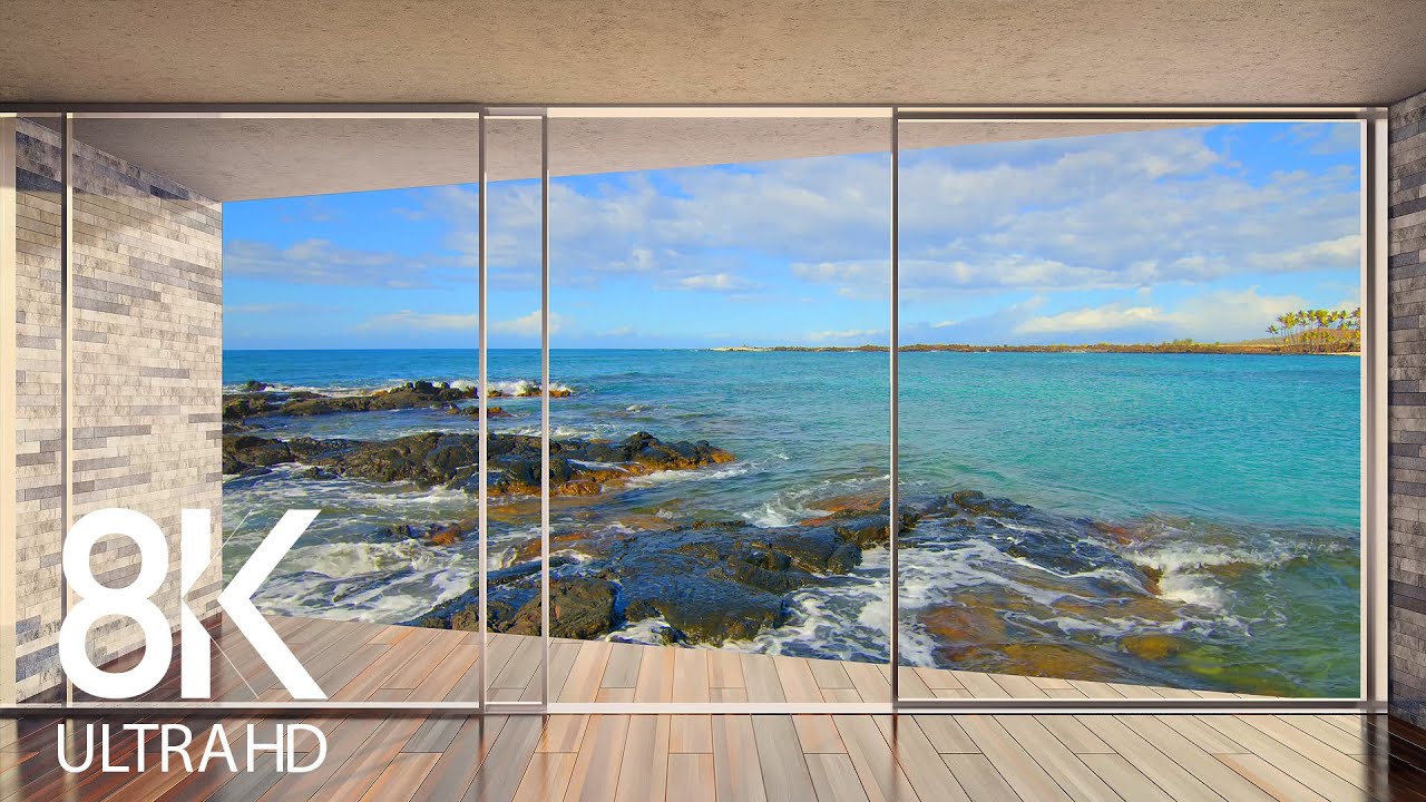8K Window View to Tropical Ocean - 8 Hours of Relaxing Ocean Waves Sounds - Part #2