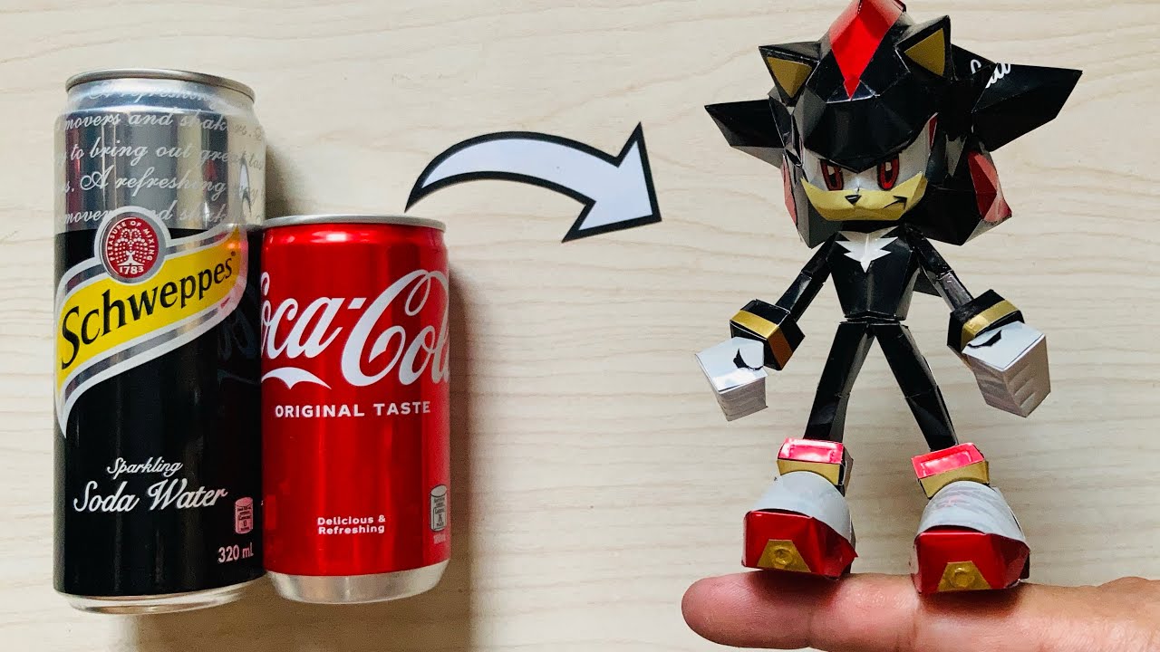 Homemade Shadow the Hedgehog using Soda cans