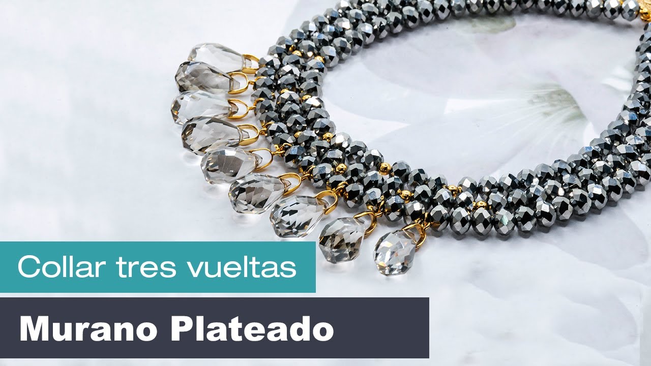 Aprende Cómo Hacer un Collar 3 Vueltas  Murano Plateado
