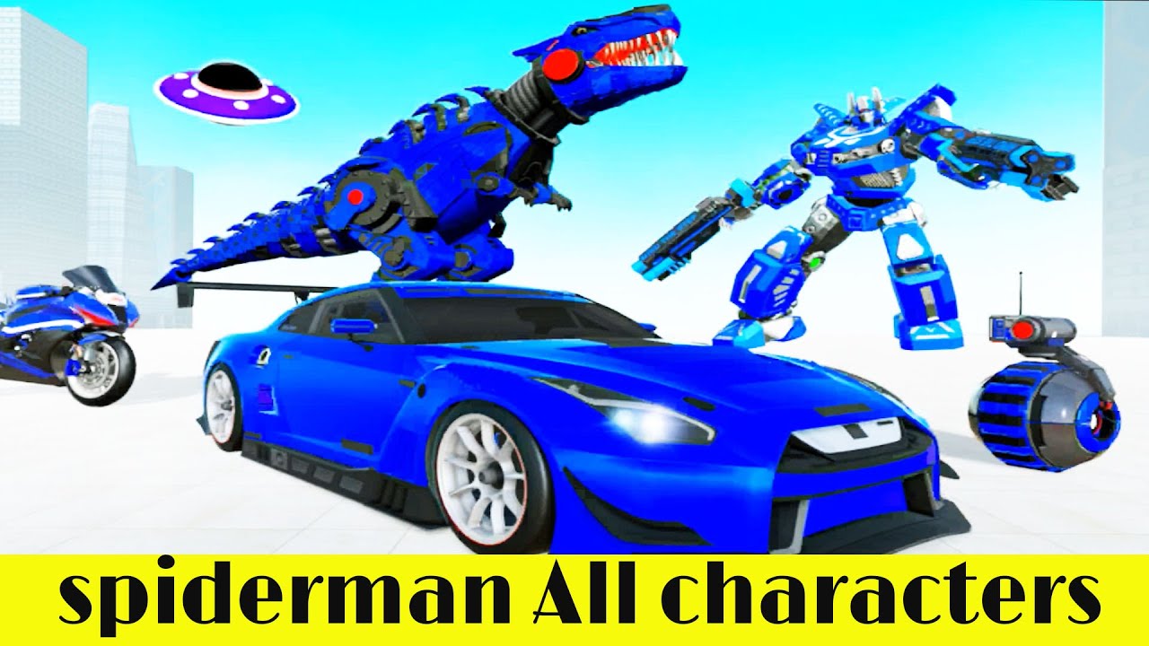 spiderman All characters games driving on rainbow spiders bridge football jump قراند 5 قرش
