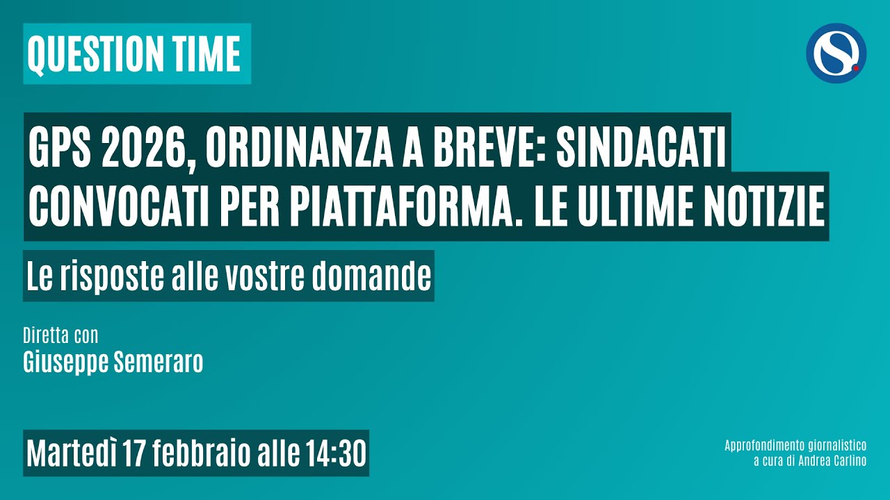 GPS 2026, ordinanza a breve: sindacati convocati per la piattaforma. Le ultime notizie