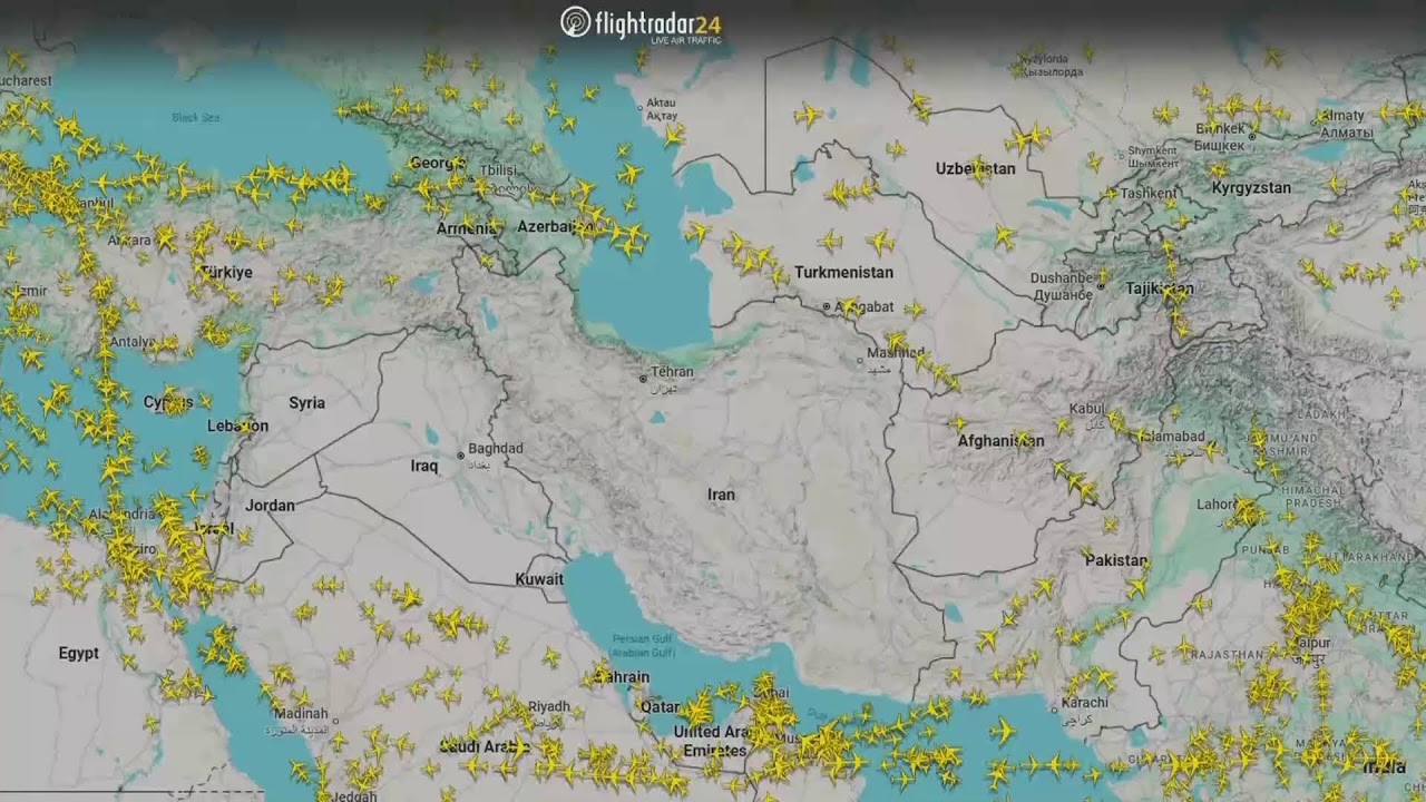 LIVE: Flight Tracker Shows Iranian Airspace Empty After Strikes, Flights Diverted Worldwide