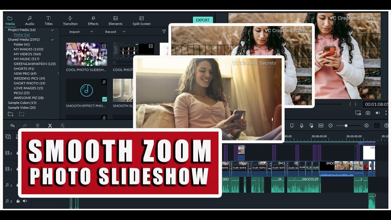 How to Create Smooth Zoom Slideshow In Filmora Tutorial