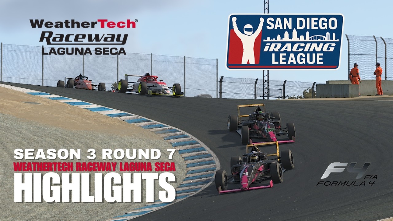 San Diego iRacing League FIA F4 S3 R7 Highlights - WeatherTech Raceway Laguna Seca 3.6.26
