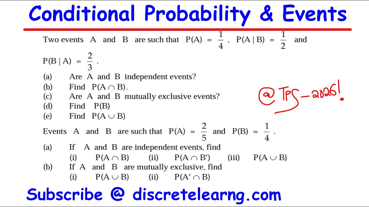 Conditional Probability | Independent Events & Mutually Exclusive Events