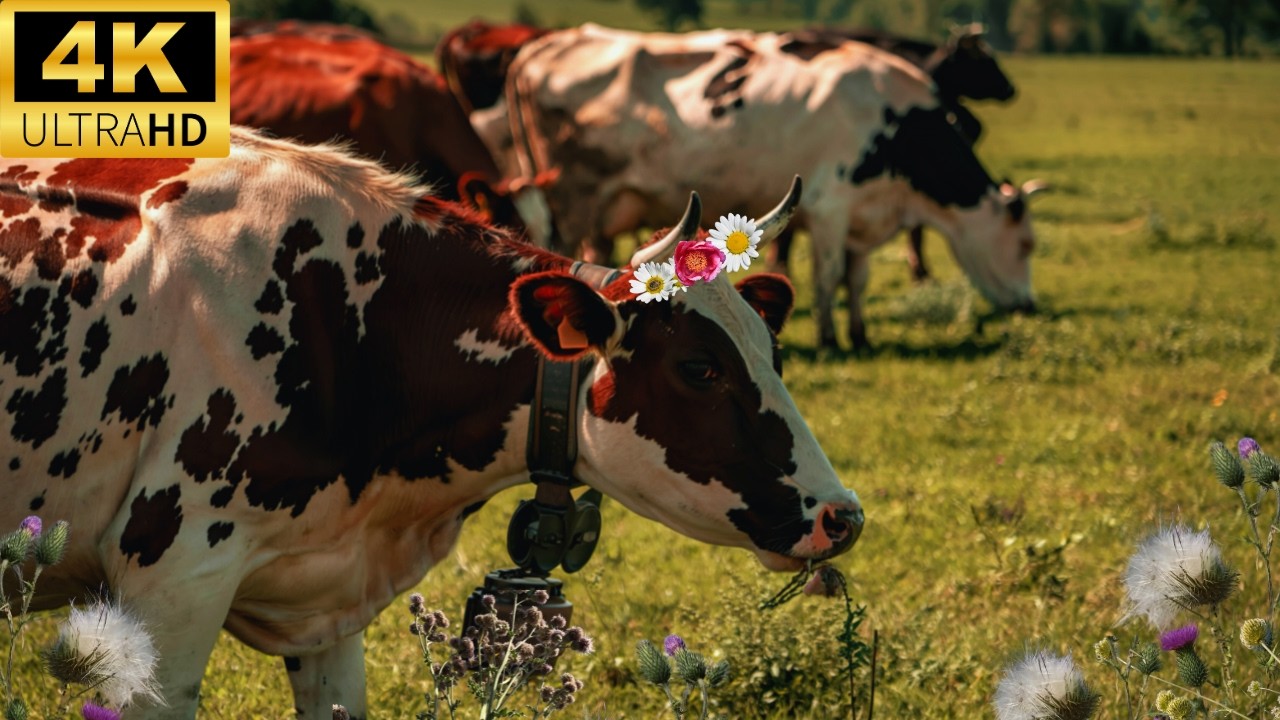 4K RELAXING COWS in the Countryside Mooing & Grazing Video