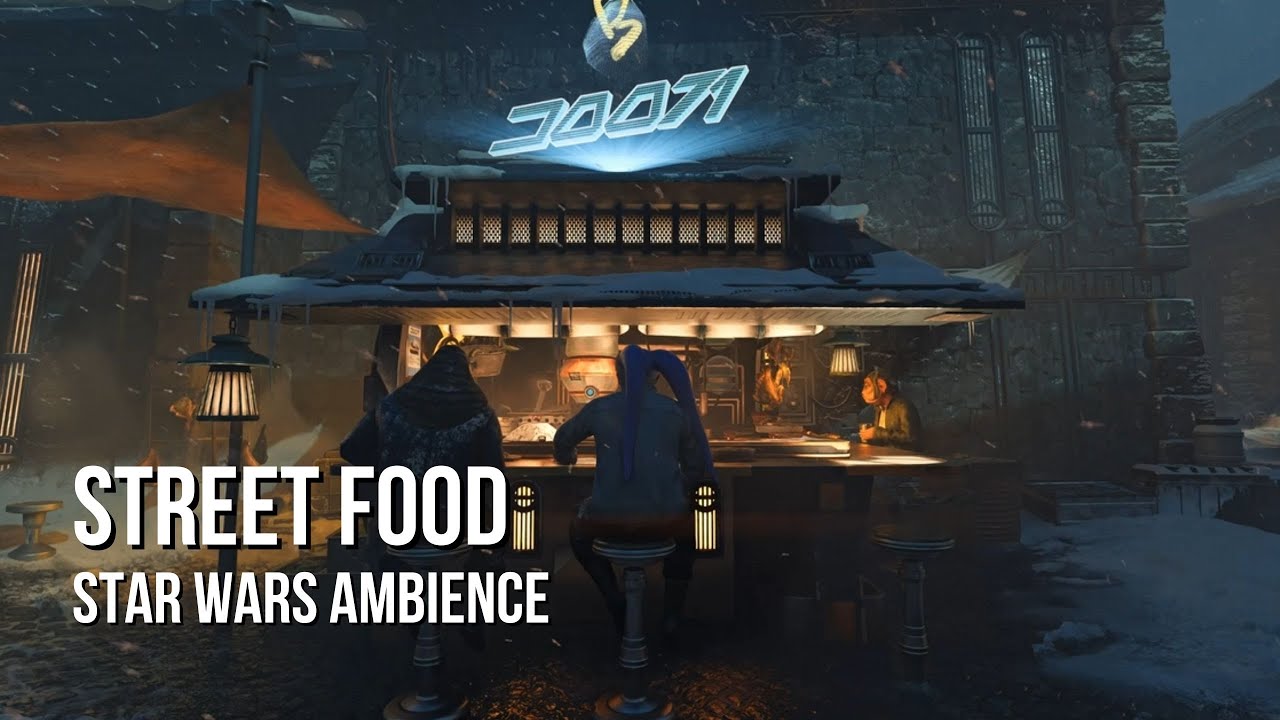 Street Food Stall | Star Wars Ambience | Alien Chatter, Wind, Ship Flybys