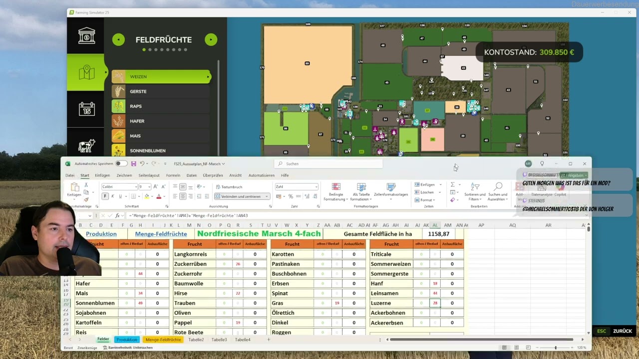 LS25 Mod Vorstellung Ansaat Plan Excel Rechner f&uuml;r die NF Marsch 4fach Mod Map #ls25mods