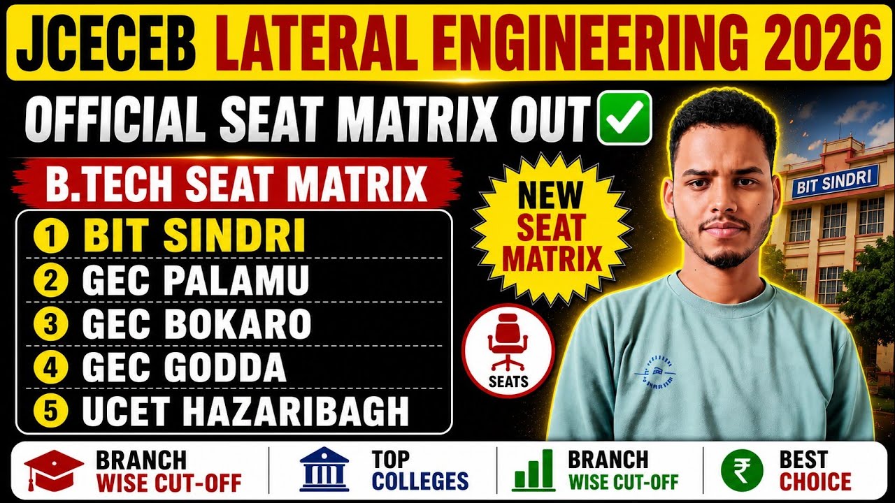 JCECEB Lateral Engineering 2026 Seat Matrix | JCECEB Counselling 2026 B.tech Seat Matrix 