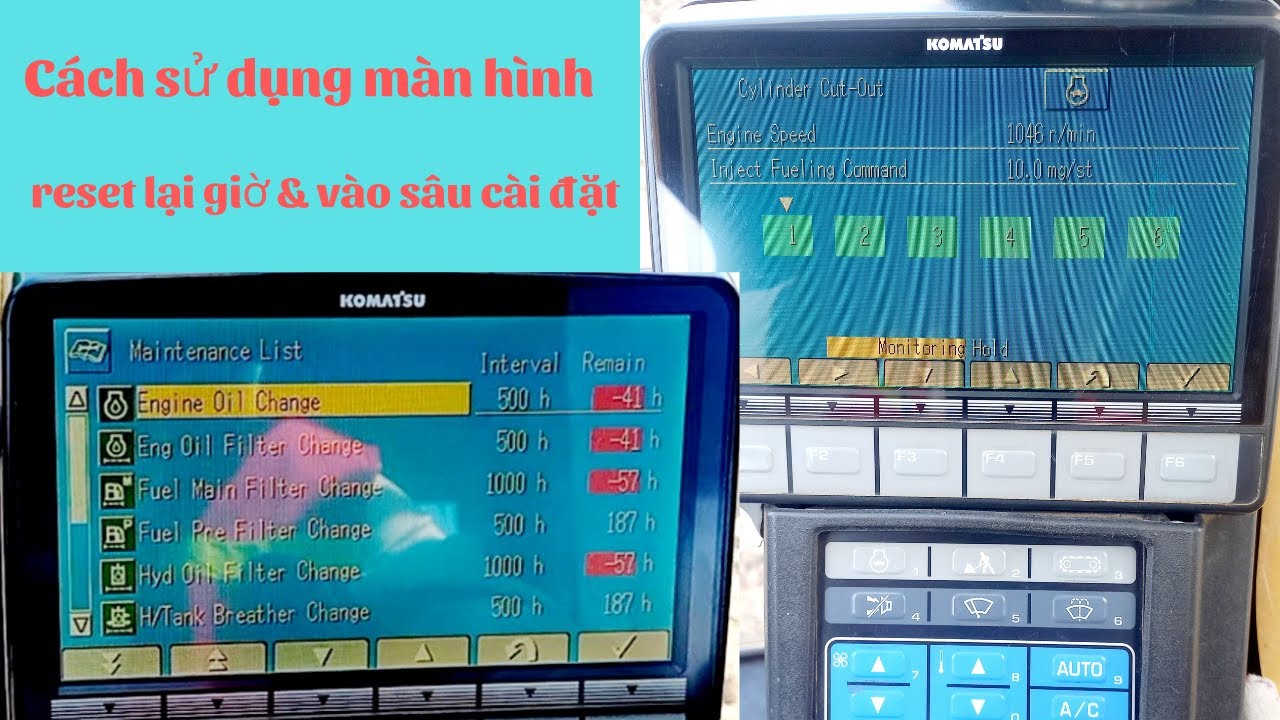 máy xúc komatsu pc 200-8 - chia sẻ cách sử dụng màn hình - cách reset lại giờ và vào sâu cài đặt