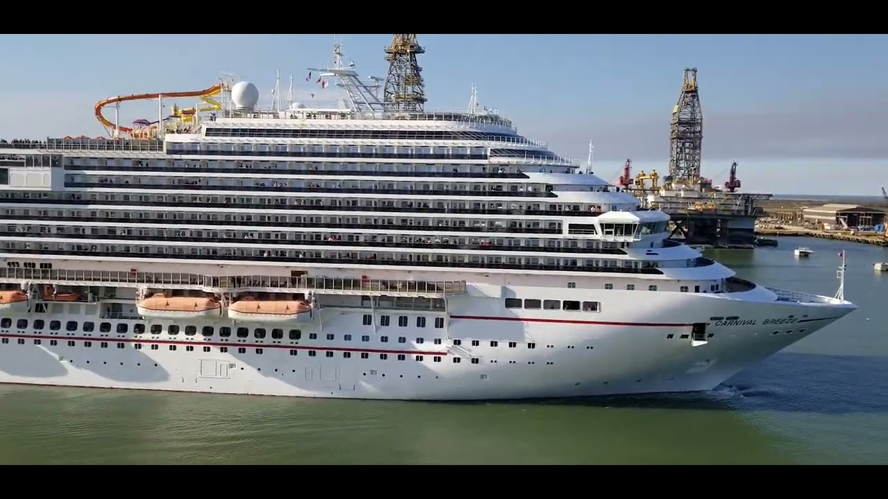 Carnival Breeze leaves Galveston as seen from Carnival Vista 2/19/22