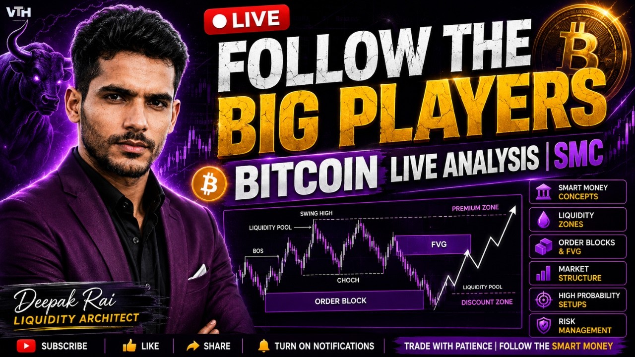🔴 LIVE: Follow the Big Players | Bitcoin Live Analysis | SMC | DEEPAK RAI
