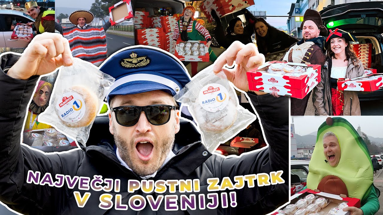 Tako se zmaže 21.000 krofov za zajtrk! Voditelji Radia 1 v kostumih zabavali mimoidoče