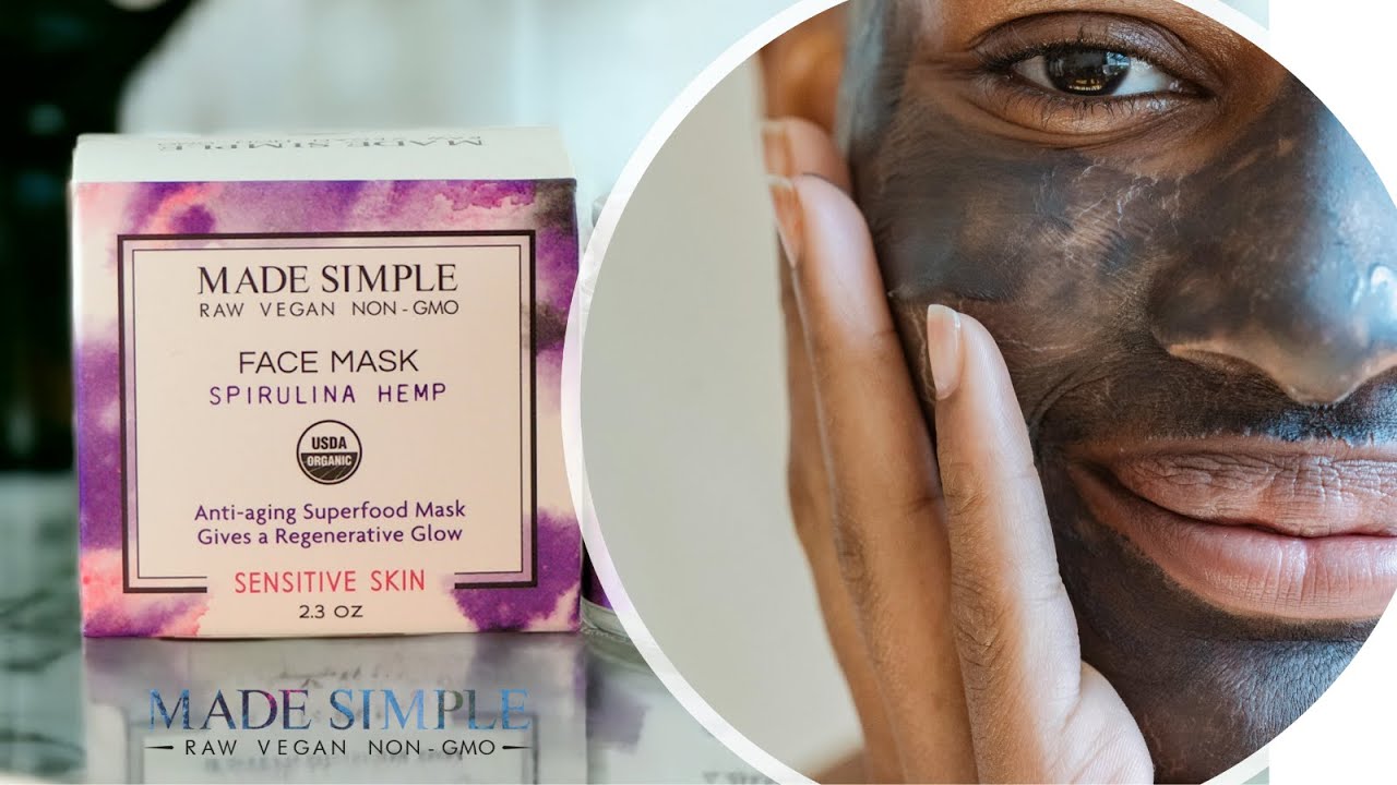 Organic Vegan Spirulina FACE MASK for Sensitive Skin by Made Simple Skin Care: Spirulina Hemp
