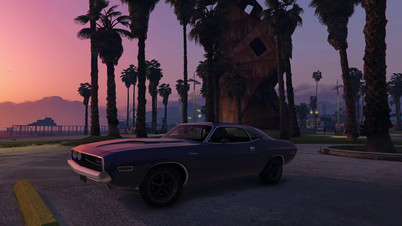 Challenger Parked by the Beach Ambient View | GTA V (Ambient Beach Sounds | ASMR) 1440p60