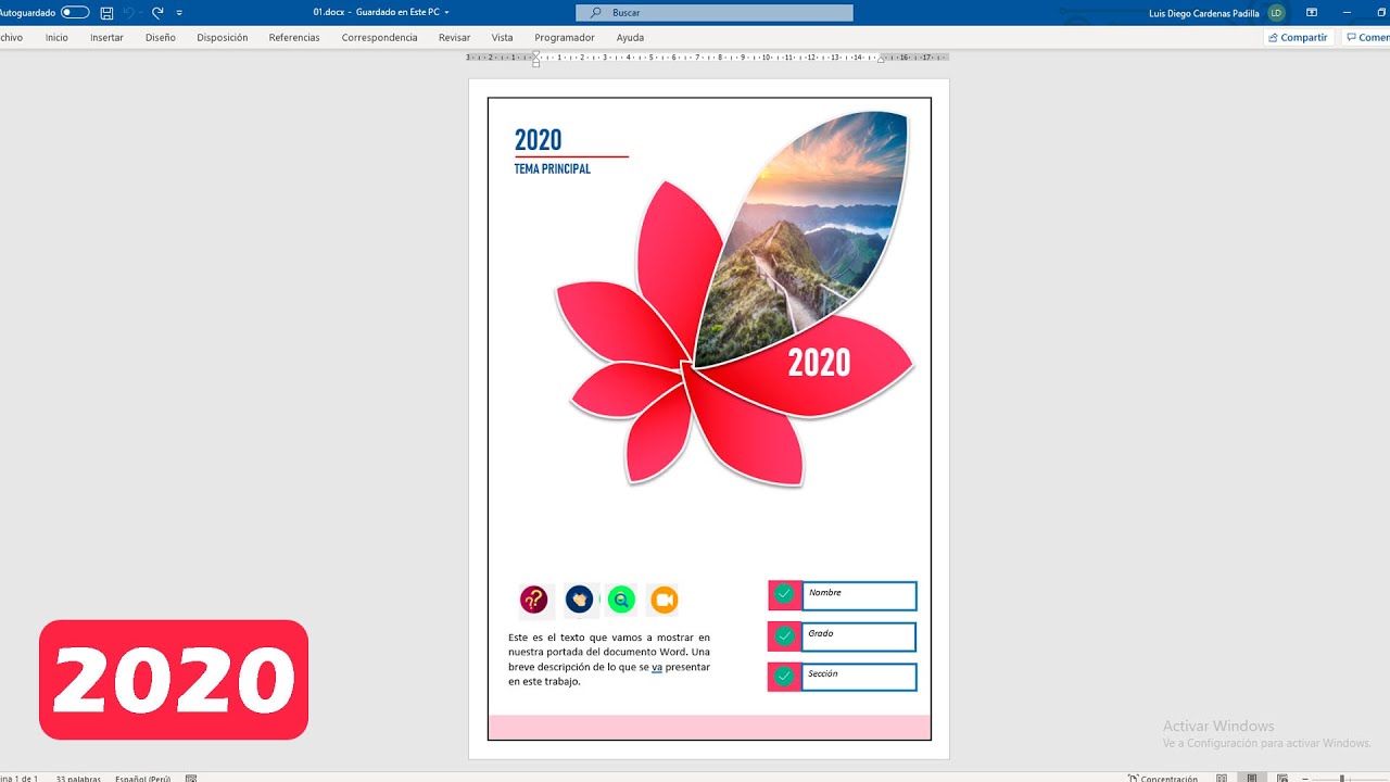 Como hacer una portada profesional en Word