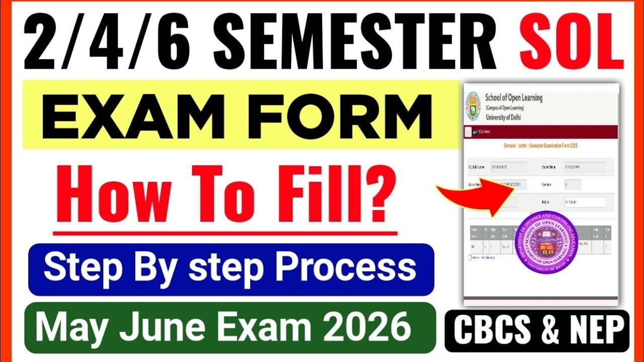 How To Fill DU SOL Exam Form 2nd/4th/6th Semester 2026 | SOL 2/4/6 Semester Exam Form Fill Up 2026
