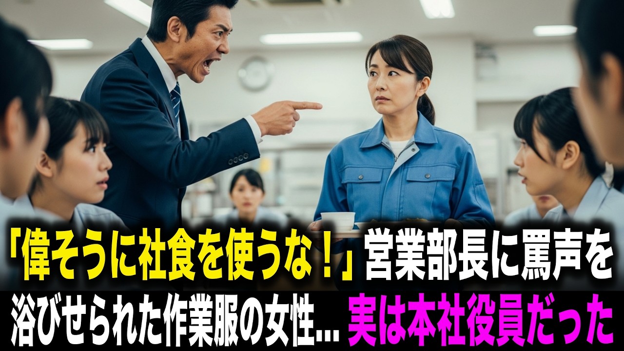 【スカッとする話】「偉そうに社食を使うな！」元上司に罵声を浴びせられた作業服の女性→現在の正体を明かすと…