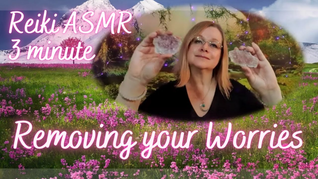 Reiki to remove all your worries. 3 minute asmr. Lepidolite crystal healing
