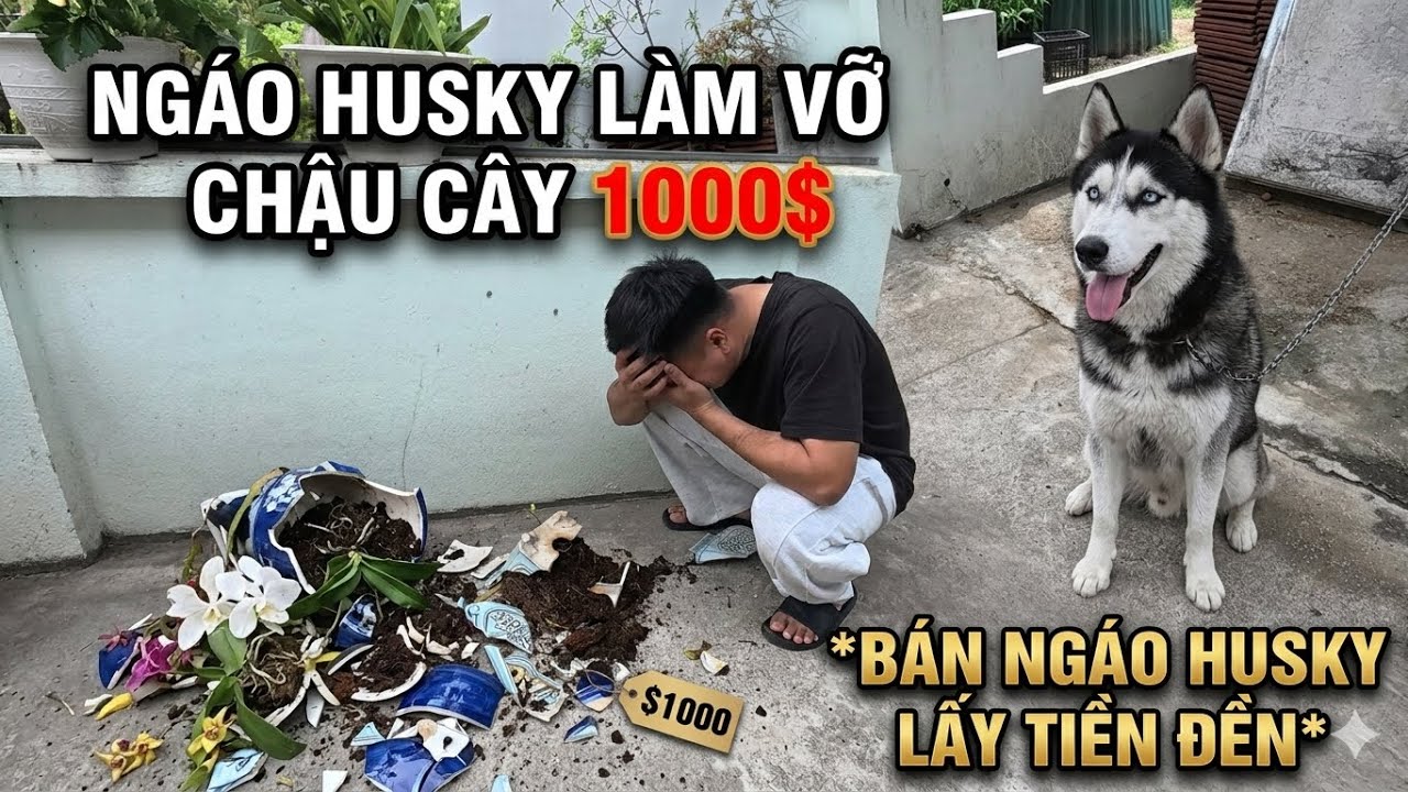 Ngáo Husky Làm Vỡ Chậu Cây Hoa 1000$ Của Bố Toàn Ngơ | Và Cái Kết Phải Bán Ngáo Husky 