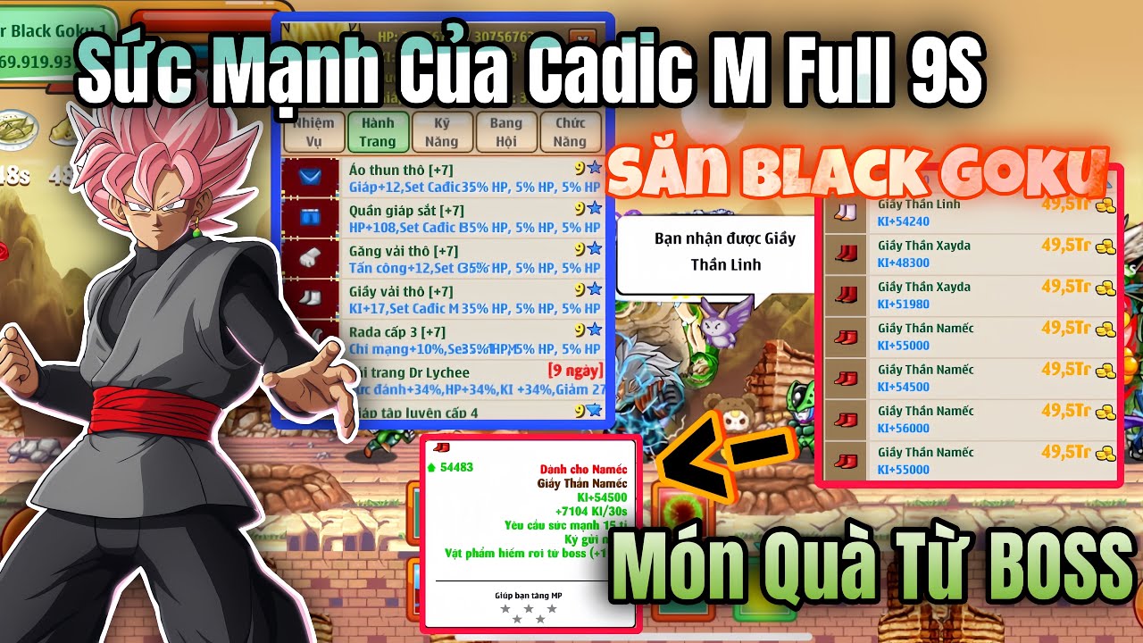 Ngọc Rồng Online - Sức Mạnh Của Set Cadic M Full 9S Khi Săn BOSS Black Goku Sẽ Như Thế Nào ???