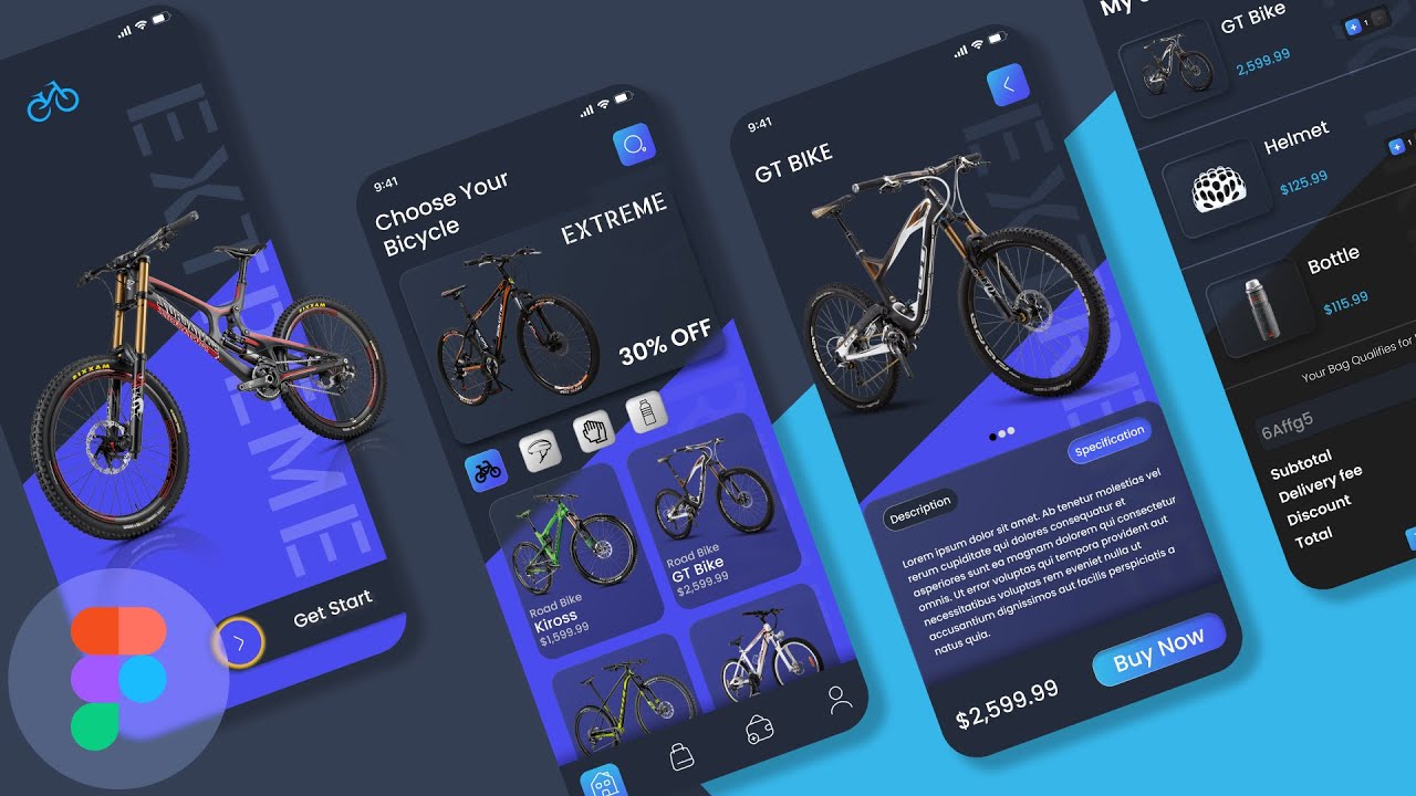 Figma UI design Tutorial For Beginners | Create Bicycle Shop App UI Design