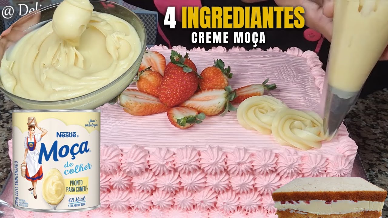 BOLO de Aniversário Creme Moça trufado RECHEIO FÁCIL Com 4 ingredientes