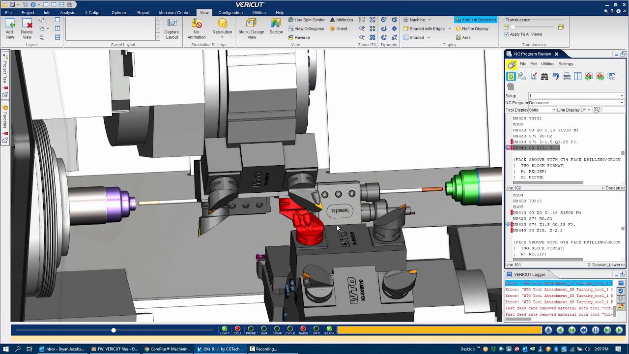VERICUT CNC Simulation of a Doosan Puma TT 1800 SY