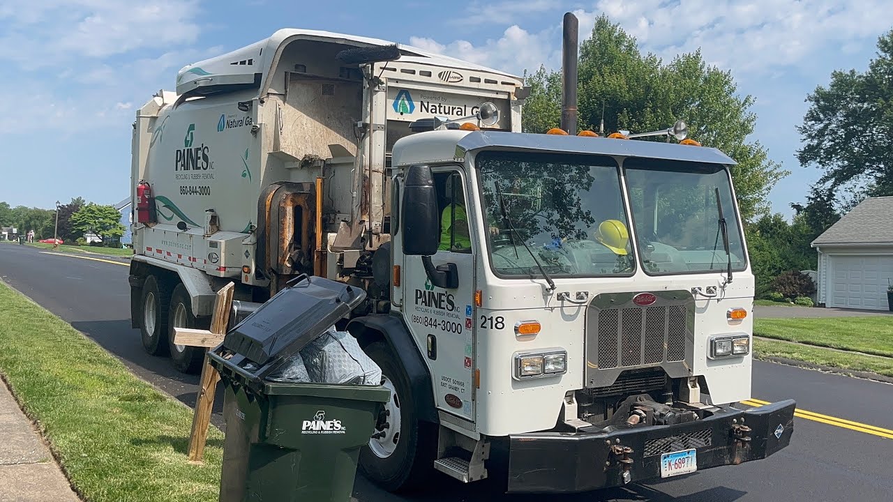 Paines/All American Waste: CNG Peterbilt 320 Labrie Automizer On Hot Summer Trash