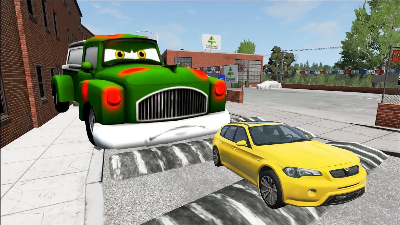 Cars Buses Vs 100 Massive Speedbumps BeamNG Drive Challenge Ends without Destruction!