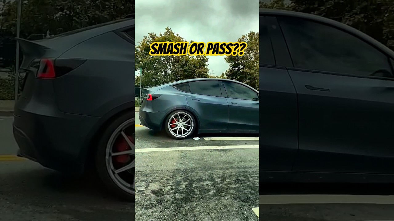Aftermarket wheels on a Tesla Model Y #tesla