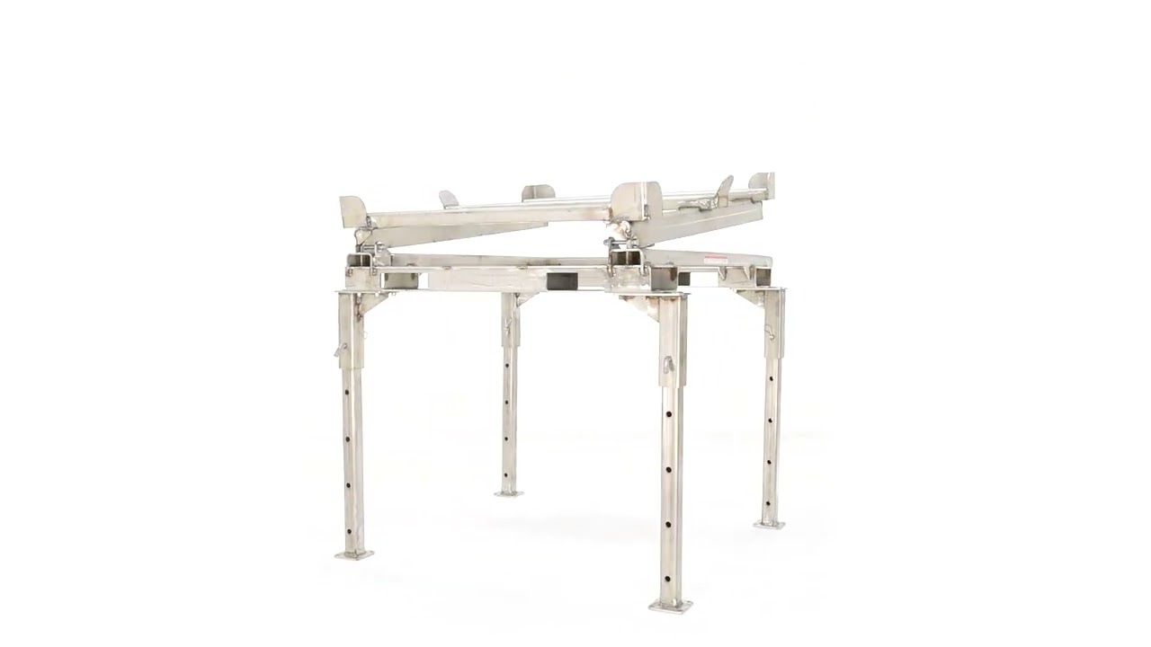 IBC-TLT Stainless Steel Bulk Container Tilt Stand with Fork Pockets and Adjustable Legs