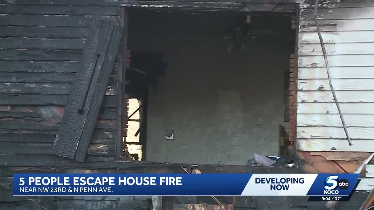 5 people escape to safety after fire breaks out at northwest Oklahoma City home
