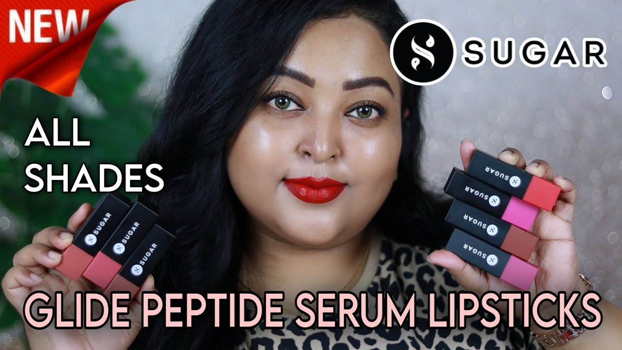 *New* SUGAR GLIDE PEPTIDE SERUM LIPSTICKS|| ALL 7 SHADES|| Review & Swatches|| MAC NC 41-42 SKINTONE