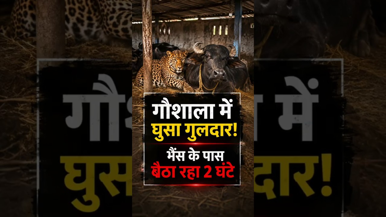 गोशाला में घुसा गुलदार! भैंस के पास बैठा रहा 2 घंटे   #Uttarakhand #champawat #viralreel #leopard