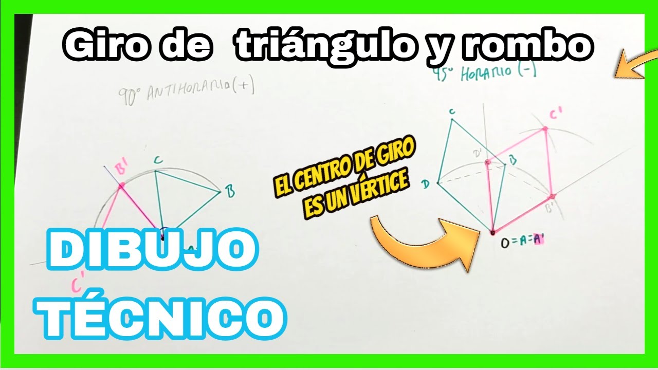 Giro de un triángulo y un rombo 👉El centro de giro es un vértice