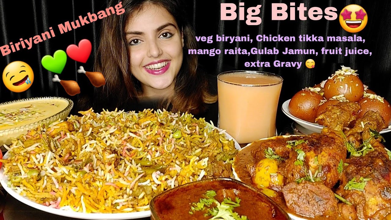 Eating Veg Biriyani,Chicken Tikka Masala,GulabJamun,ASMR Eating Show,Big Bites,Messy Eating,Mukbang