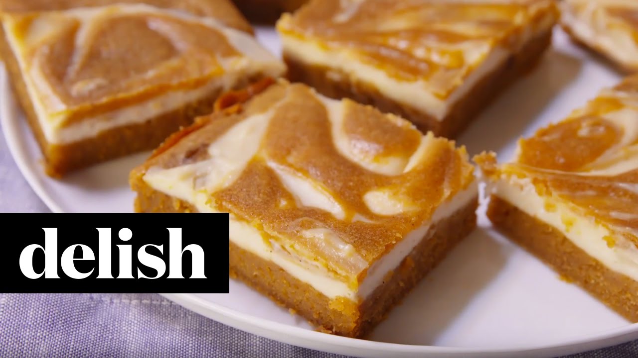 Pumpkin Cheesecake Bars | Delish