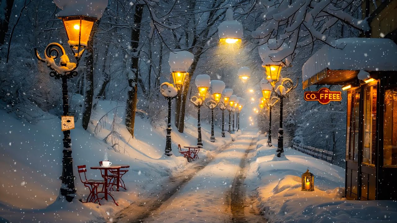 Mellow Jazz Melodies on a Quiet Winter Night ☕ Winter Jazz and Gentle Snowfall for Rest, Relaxation