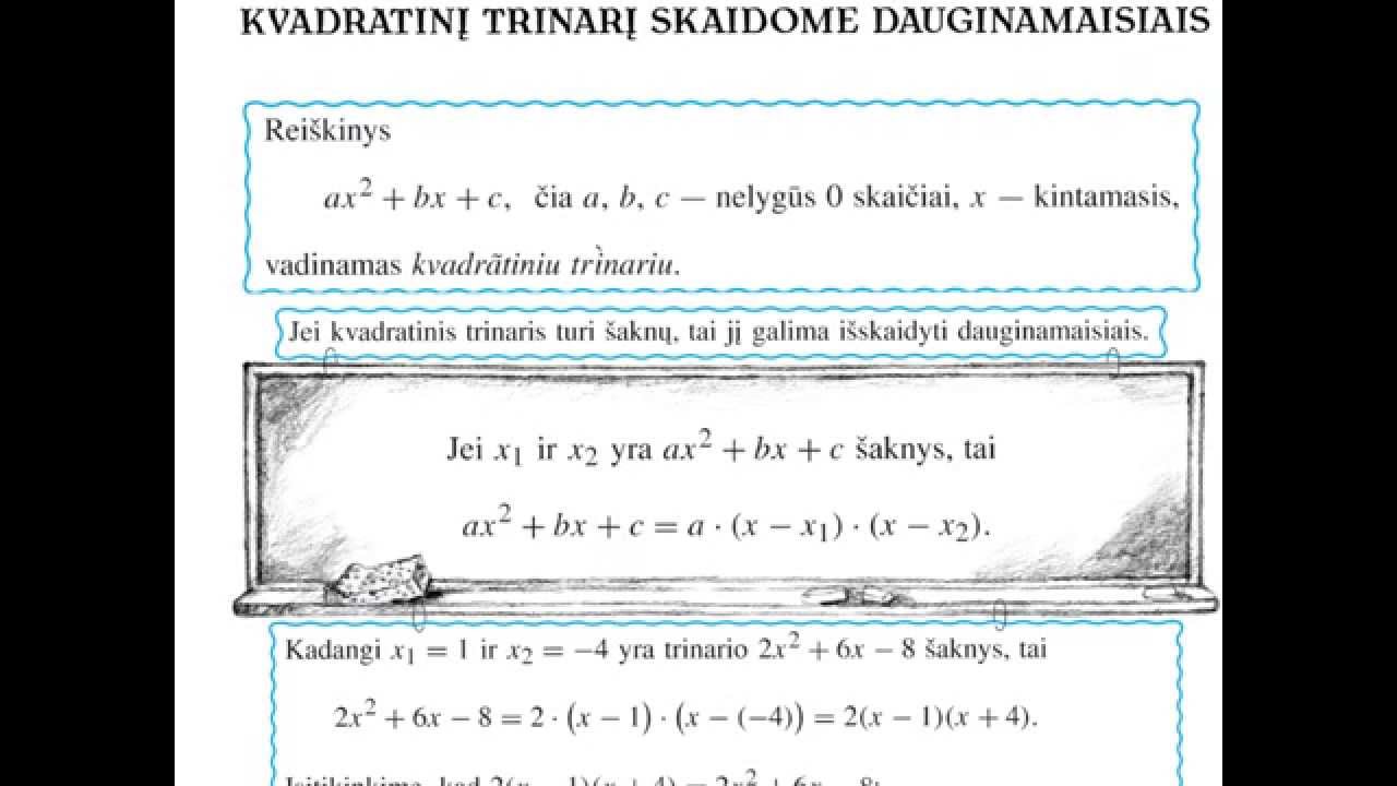 Kvadratinį trinarį skaidome dauginamaisiais