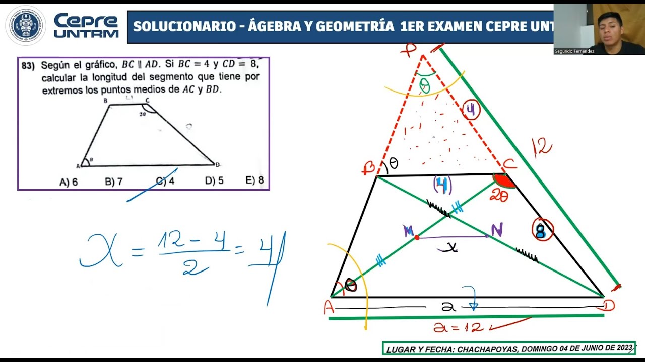 📐SOLUCIONARIO DE ÁLGEBRA Y GEOMETRÍA-1ER Examen CEPRE-UNTRM 2023-II.
