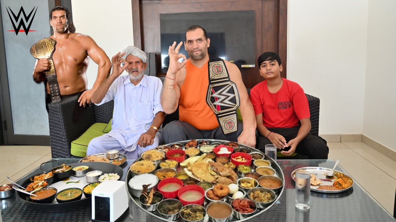 My Dada Ji Eating Khali Thali With The Great Khali 😱