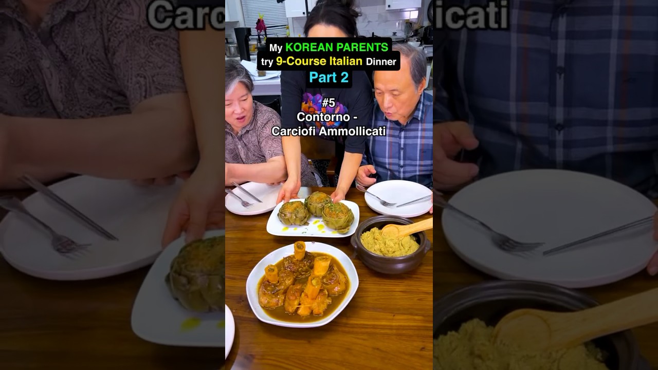 Часть 2: Корейские родители впервые пробуют итальянский ужин из 9 блюд #italianfood #italian