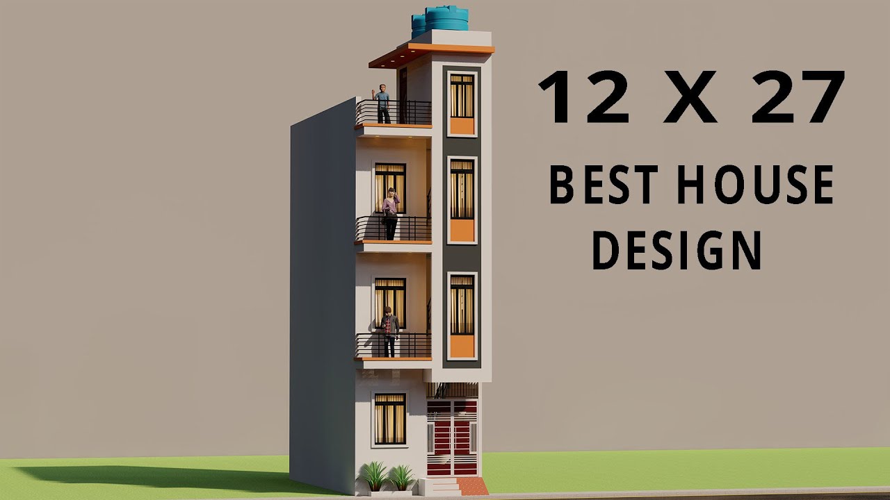 किराये के लिए छोटा सा मकान का नक्शा,3D 12x27 Small House Elevation,AtoZ Homes Design