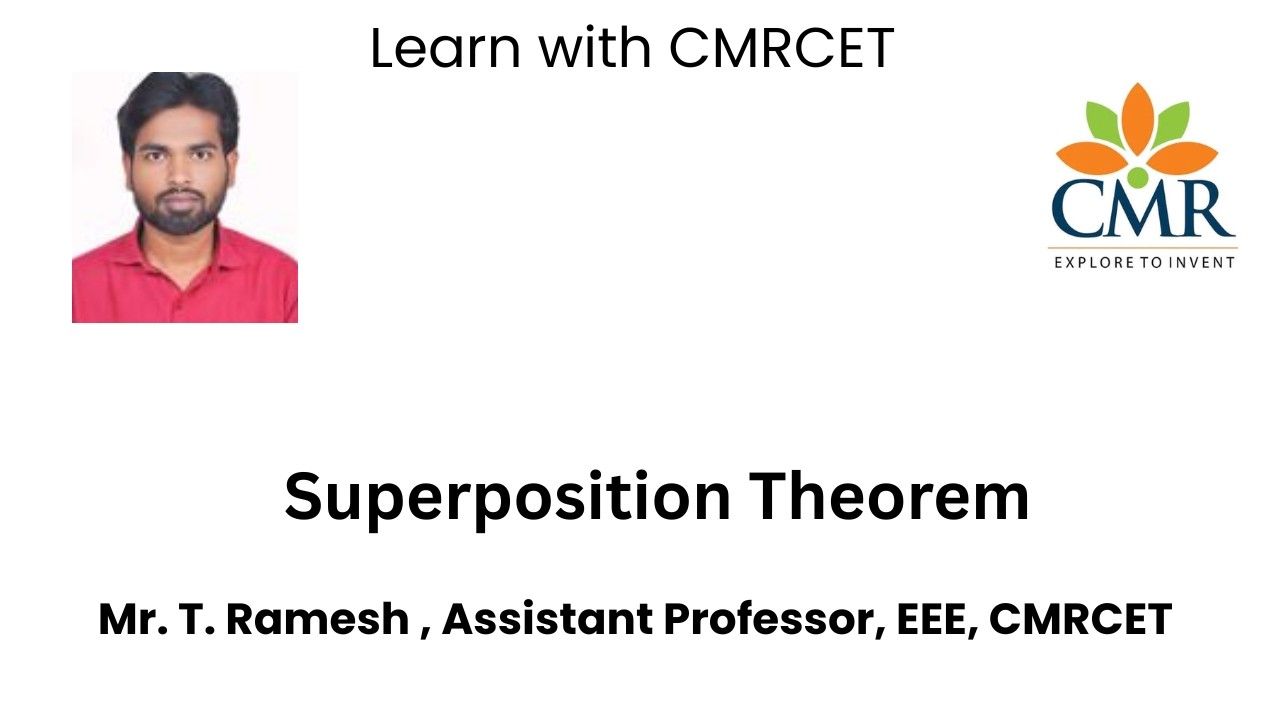Superposition Theorem, Mr. T. Ramesh , Assistant Professor, EEE, CMRCET