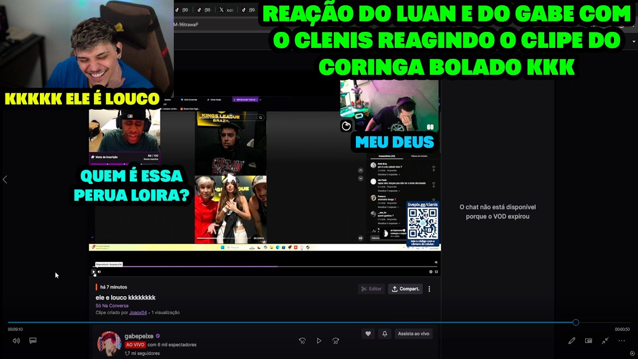 LUAN e GABE REAGINDO o CLENIS FICOU LOUCO por CAUSA da TR3T4 do CORINGA na KINGS LEAGUE KKKKK